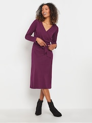 M&Co Purple Plain Wrap Dress - Image 2 of 5