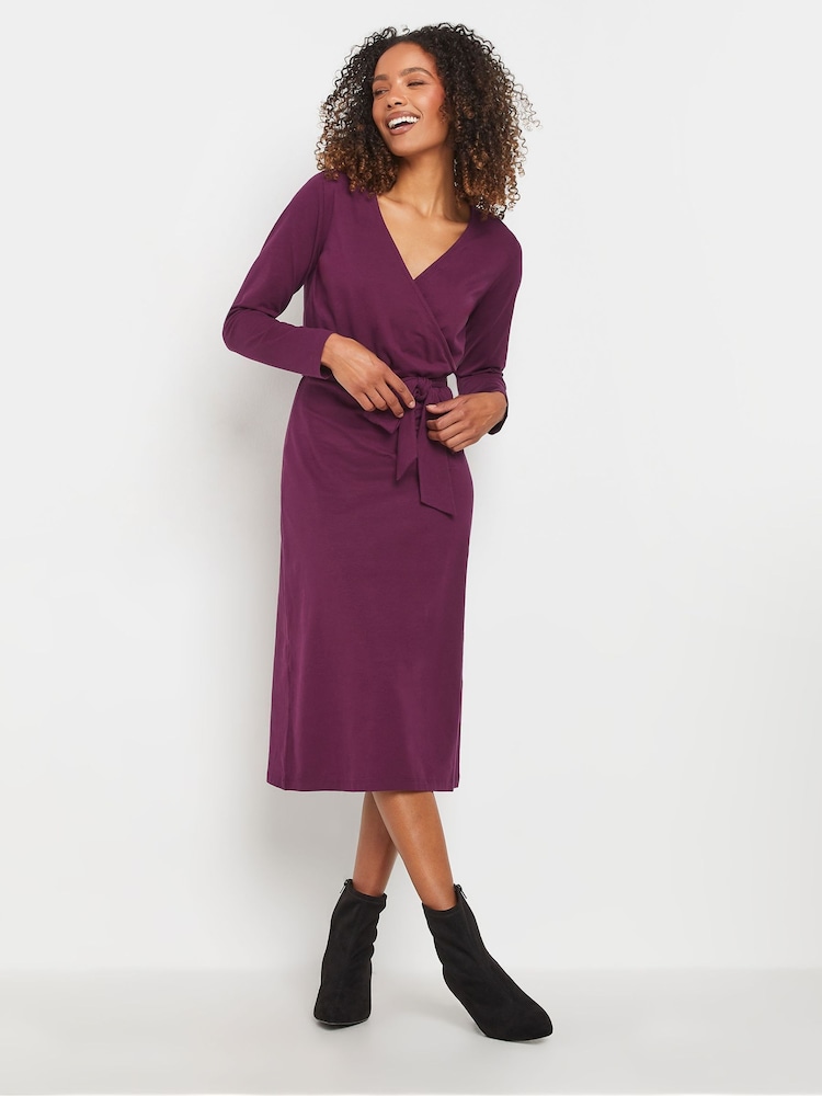 M&Co Purple Plain Wrap Dress - Image 2 of 5