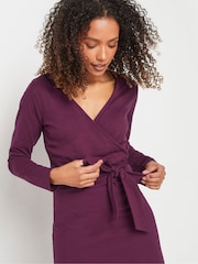 M&Co Purple Plain Wrap Dress - Image 4 of 5