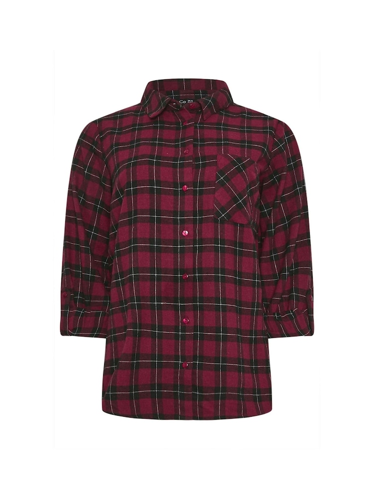 M&Co Red Check 100% Cotton Shirt - Image 5 of 5