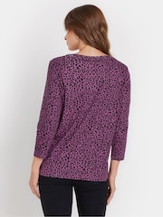 M&Co Purple 100% Cotton Plain Animal Print T-Shirts 2 Pack - Image 4 of 5