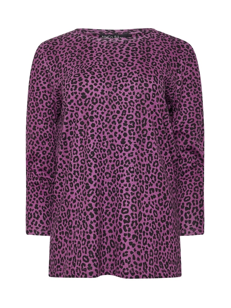 M&Co Purple 100% Cotton Plain Animal Print T-Shirts 2 Pack - Image 5 of 5