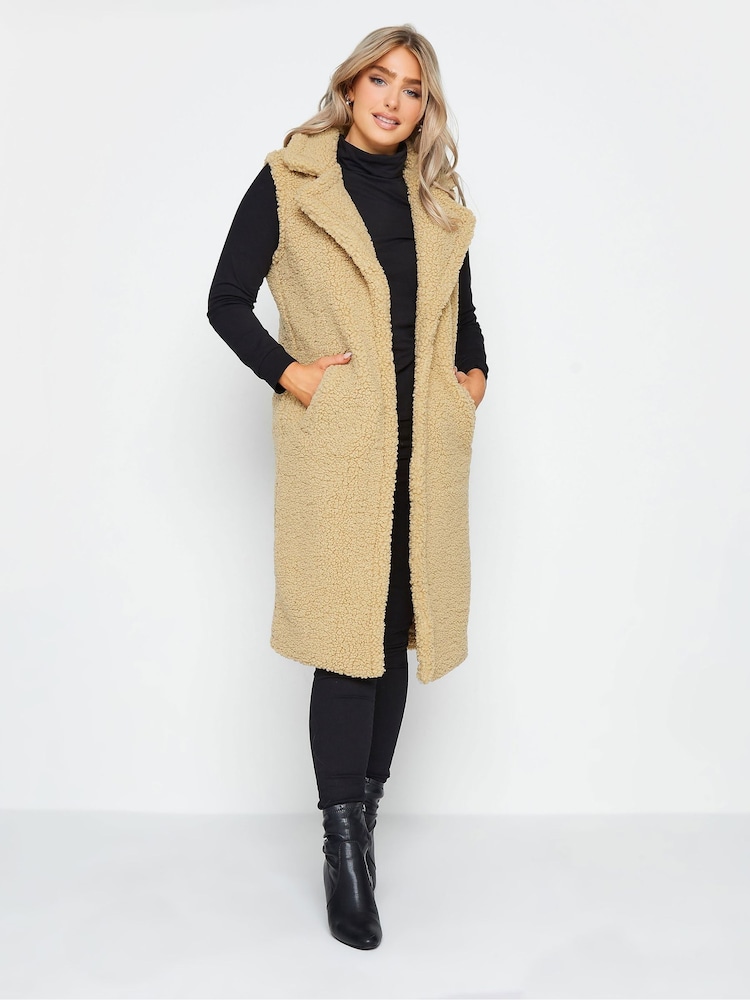M&Co Natural Borg Longline Gilet - Image 1 of 4