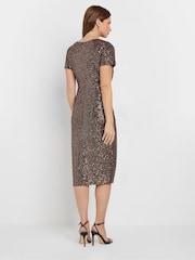 M&Co Gold Sequin Wrap Shift Dress - Image 3 of 5