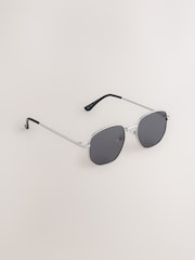 Silver Round Metal Frame Sunglasses - Image 3 of 6