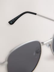 Silver Round Metal Frame Sunglasses - Image 6 of 6