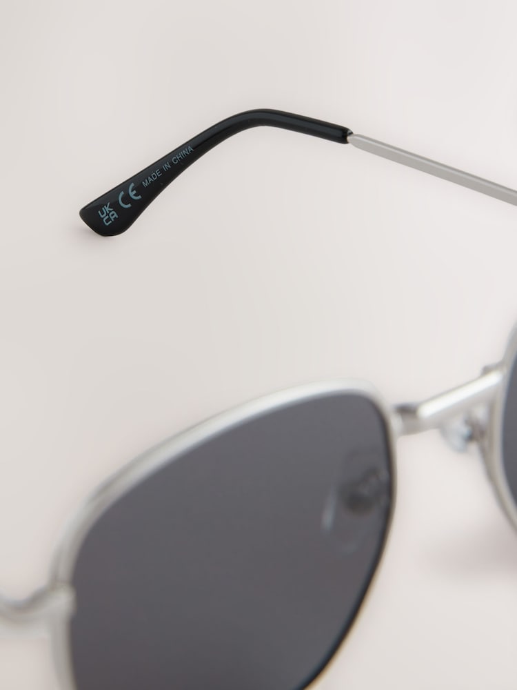 Silver Round Metal Frame Sunglasses - Image 6 of 6