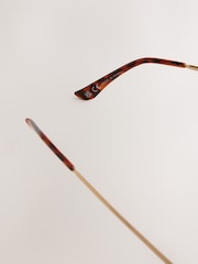 Tortoiseshell Brown Round Metal Frame Sunglasses - Image 11 of 11