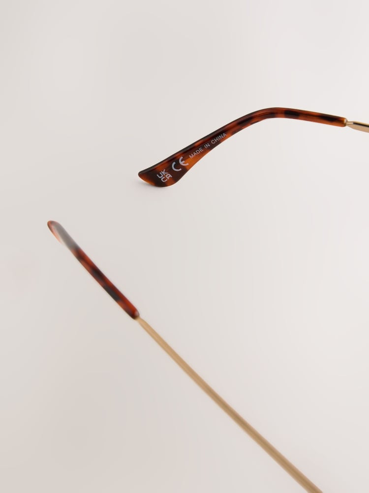 Tortoiseshell Brown Round Metal Frame Sunglasses - Image 11 of 11