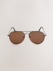 Chocolate Brown Classic Aviator Style Sunglasses - Image 2 of 3