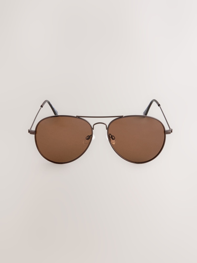 Chocolate Brown Classic Aviator Style Sunglasses - Image 2 of 3