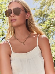 Chocolate Brown Classic Aviator Style Sunglasses - Image 4 of 7