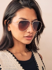 Nude Bling Aviator Sunglasses - Image 1 of 7