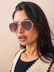 Nude Bling Aviator Sunglasses - Image 2 of 7