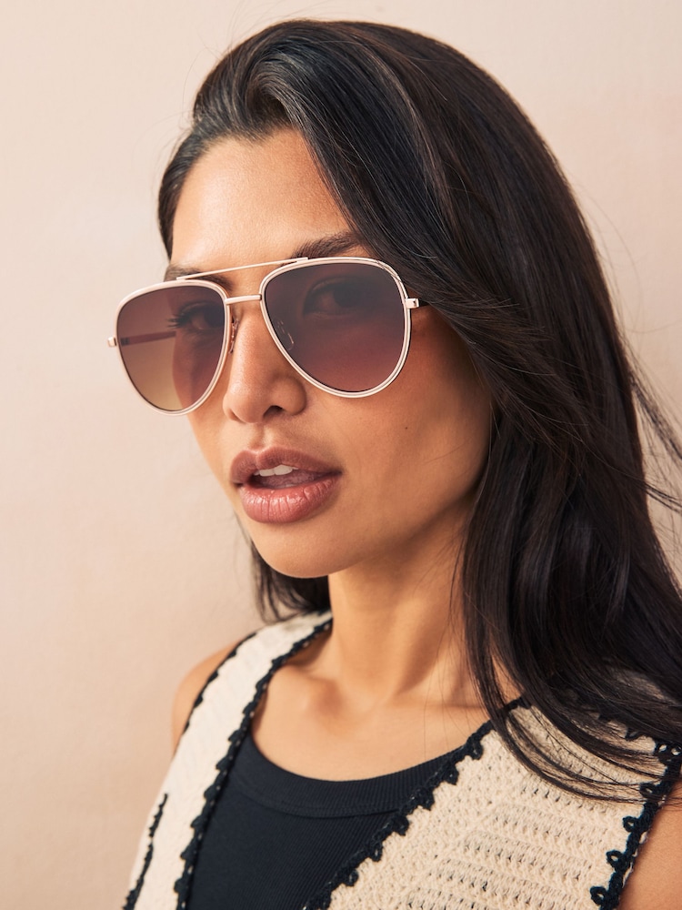 Nude Bling Aviator Sunglasses - Image 2 of 7