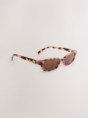 Tortoiseshell Brown Slim Rectangle Sunglasses - Image 1 of 3