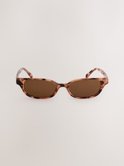 Tortoiseshell Brown Slim Rectangle Sunglasses - Image 2 of 3