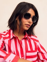 Grey Bling Wrap Sunglasses - Image 1 of 7