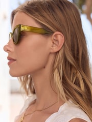 Olive Green Slim Cat Eye Sunglasses - Image 2 of 7