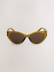 Olive Green Slim Cat Eye Sunglasses - Image 6 of 7