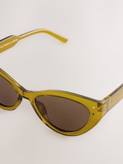 Olive Green Slim Cat Eye Sunglasses - Image 7 of 7