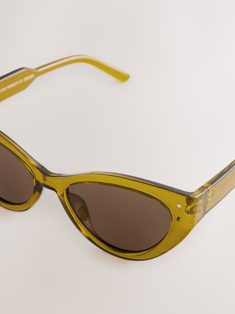 Olive Green Slim Cat Eye Sunglasses - Image 7 of 7