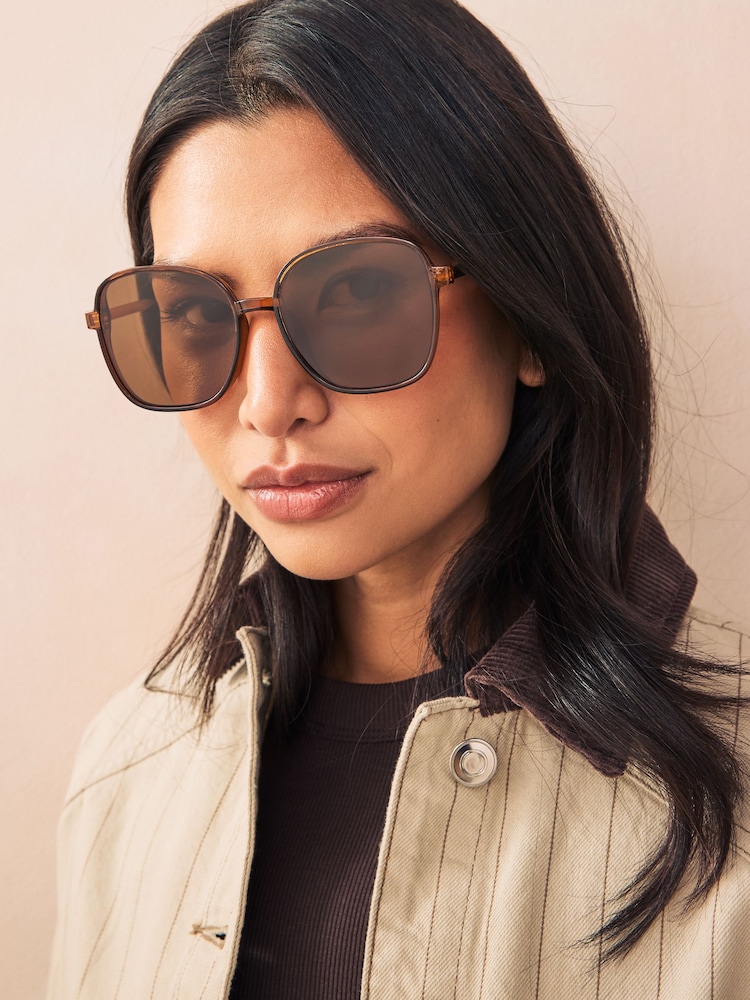 Caramel Brown Square Frame Sunglasses - Image 2 of 6
