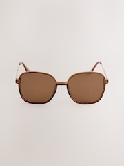 Caramel Brown Square Frame Sunglasses - Image 5 of 6