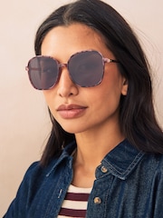 Tortoiseshell Brown Square Frame Sunglasses - Image 2 of 5