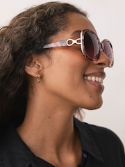 Tortoiseshell Brown Wrap Sunglasses - Image 2 of 5