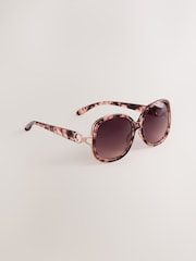 Tortoiseshell Brown Wrap Sunglasses - Image 3 of 5