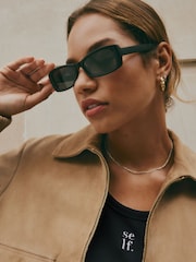 Black Slim Matte Sunglasses - Image 3 of 4