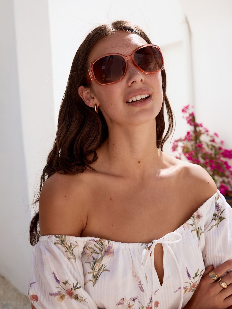 Orange Ombre Effect Cut Out Detail Sunglasses - Image 1 of 3