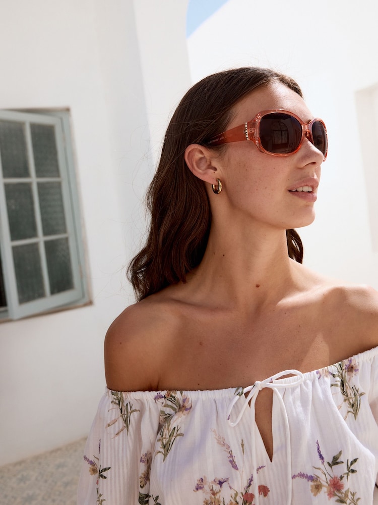 Orange Ombre Effect Cut Out Detail Sunglasses - Image 2 of 3