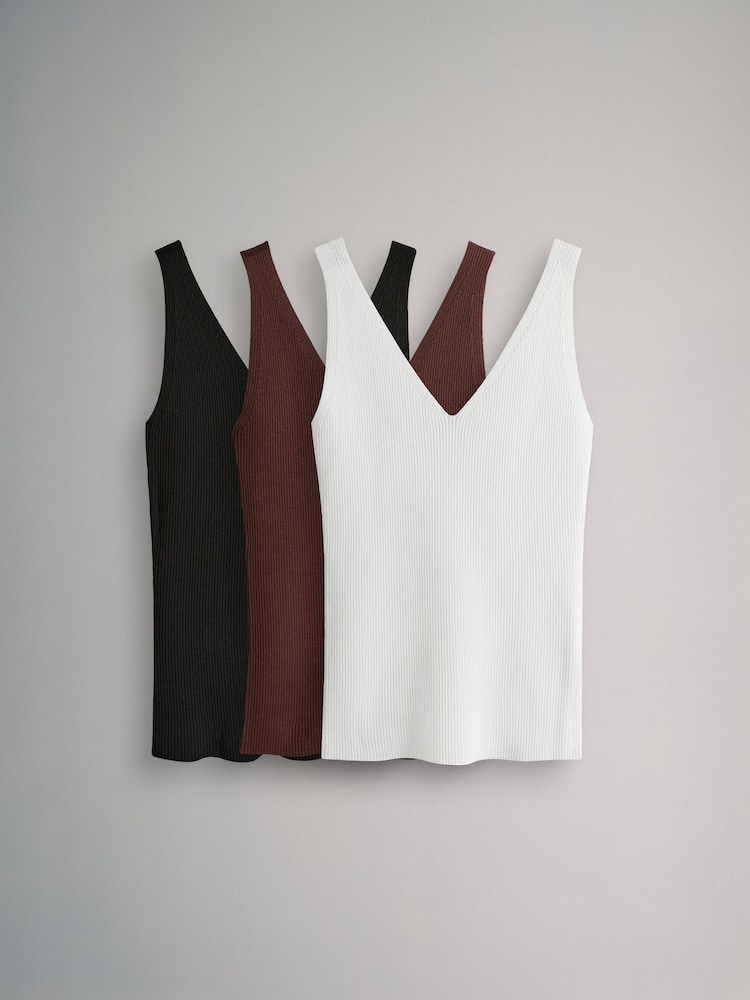 The Set Black/Cream/Red 3 Pack Knitted Vests - Image 1 of 6