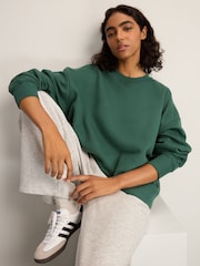 Green/Ecru Supersoft Peached Essentials Crew Neck Seam Detail Sweatshirts 2 Pack - Image 2 of 10