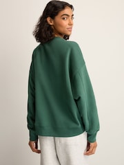 Green/Ecru Supersoft Peached Essentials Crew Neck Seam Detail Sweatshirts 2 Pack - Image 5 of 10