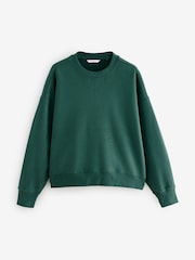 Green/Ecru Supersoft Peached Essentials Crew Neck Seam Detail Sweatshirts 2 Pack - Image 8 of 10