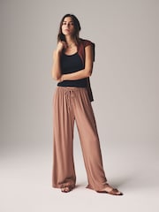 The Set Black/Clay 2 Pack Crinkle Wide Leg Trousers - Image 1 of 11