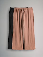 The Set Black/Clay 2 Pack Crinkle Wide Leg Trousers - Image 2 of 11