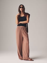 The Set Black/Clay 2 Pack Crinkle Wide Leg Trousers - Image 3 of 11