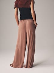 The Set Black/Clay 2 Pack Crinkle Wide Leg Trousers - Image 6 of 11