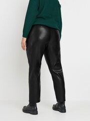 Yours Curve Black PU Straight Leg Trousers - Image 3 of 4