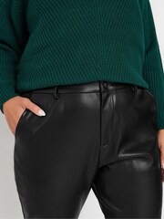 Yours Curve Black PU Straight Leg Trousers - Image 4 of 4