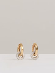 Reiss Gold Tone Amber Pavé Link Hoop Earrings - Image 2 of 6
