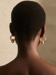 Reiss Gold Tone Amber Pavé Link Hoop Earrings - Image 3 of 6