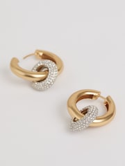 Reiss Gold Tone Amber Pavé Link Hoop Earrings - Image 4 of 6