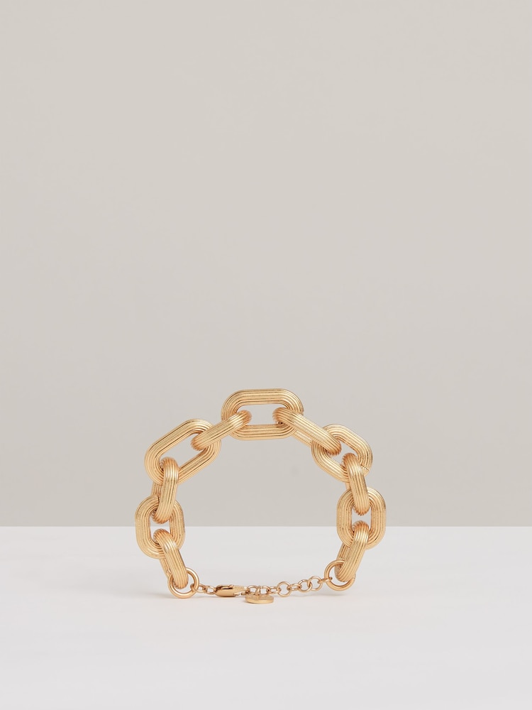 Reiss Gold Tone Clara Contour Chain Link Bracelet - Image 2 of 5