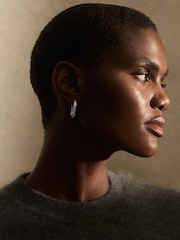 Reiss Silver Mia Crystal Hoop Earrings - Image 2 of 5