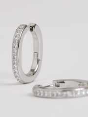 Reiss Silver Mia Crystal Hoop Earrings - Image 4 of 5